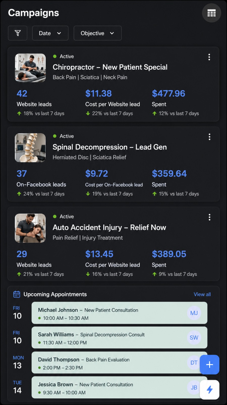 Campaign Dashboard & Appointment Schedule